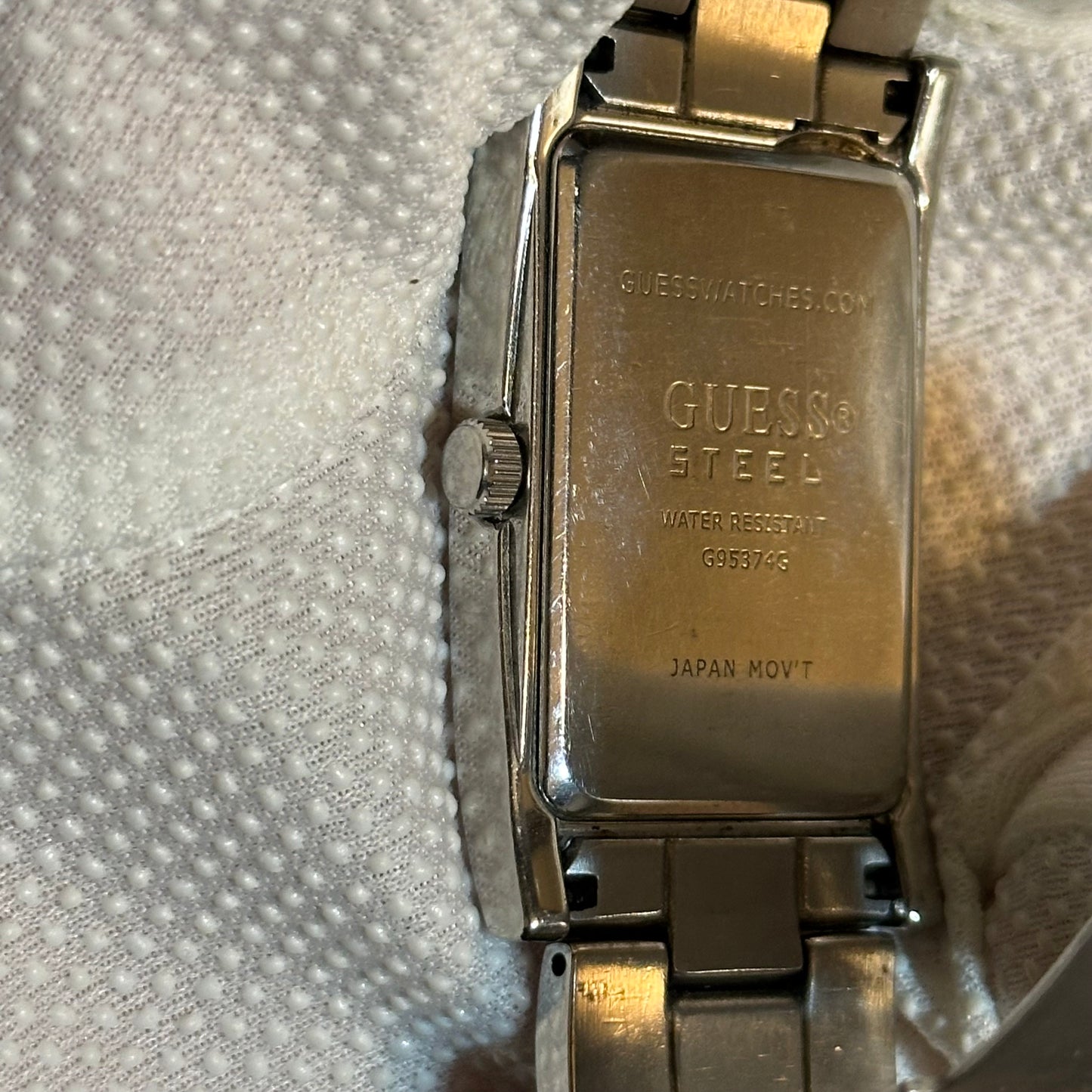 Reloj Grande Guess Steel Hombre Diamond Dial Rectangular 2006 Muy Escaso LEER