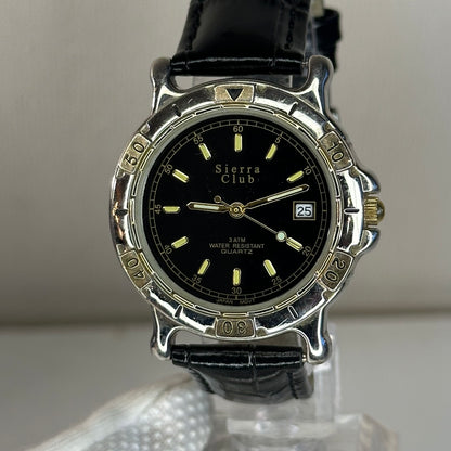 Reloj Sierra Club 4360 Quartz Date Bicolor Black Dial Japón Movt (1998)