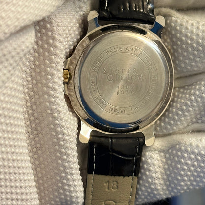 Reloj Sierra Club 4360 Quartz Date Bicolor Black Dial Japón Movt (1998)