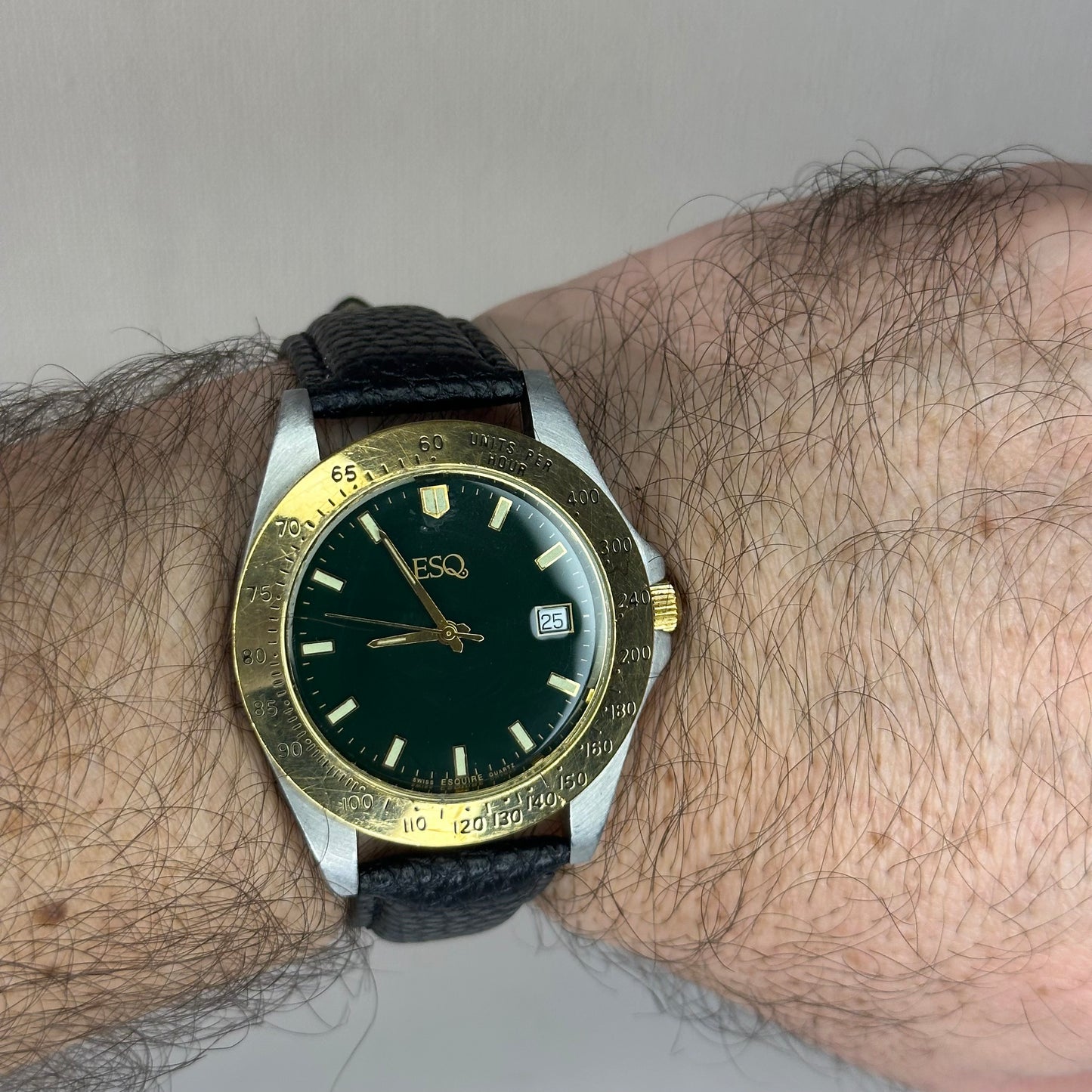 Reloj ESQ by Esquire Hombre Quartz Swiss Bicolor Verde 42 mm 1992 LEER