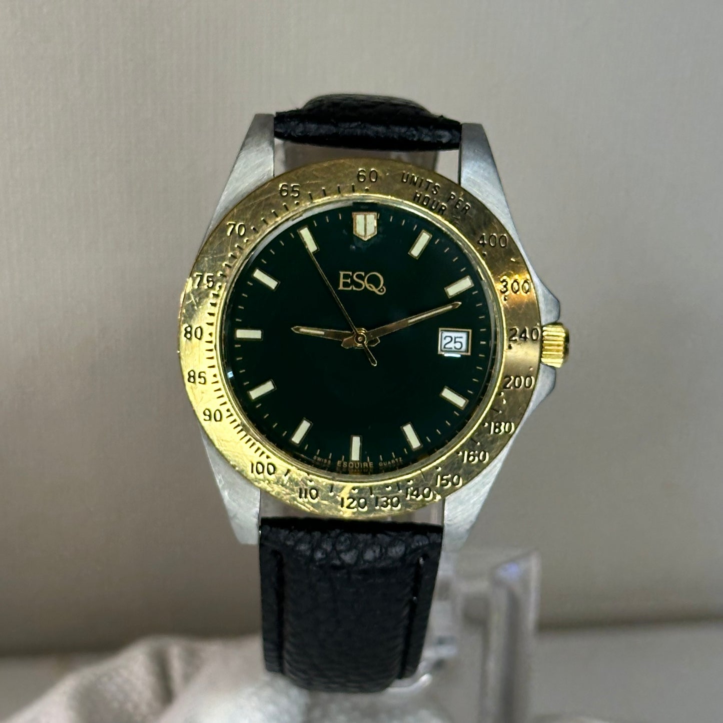 Reloj ESQ by Esquire Hombre Quartz Swiss Bicolor Verde 42 mm 1992 LEER