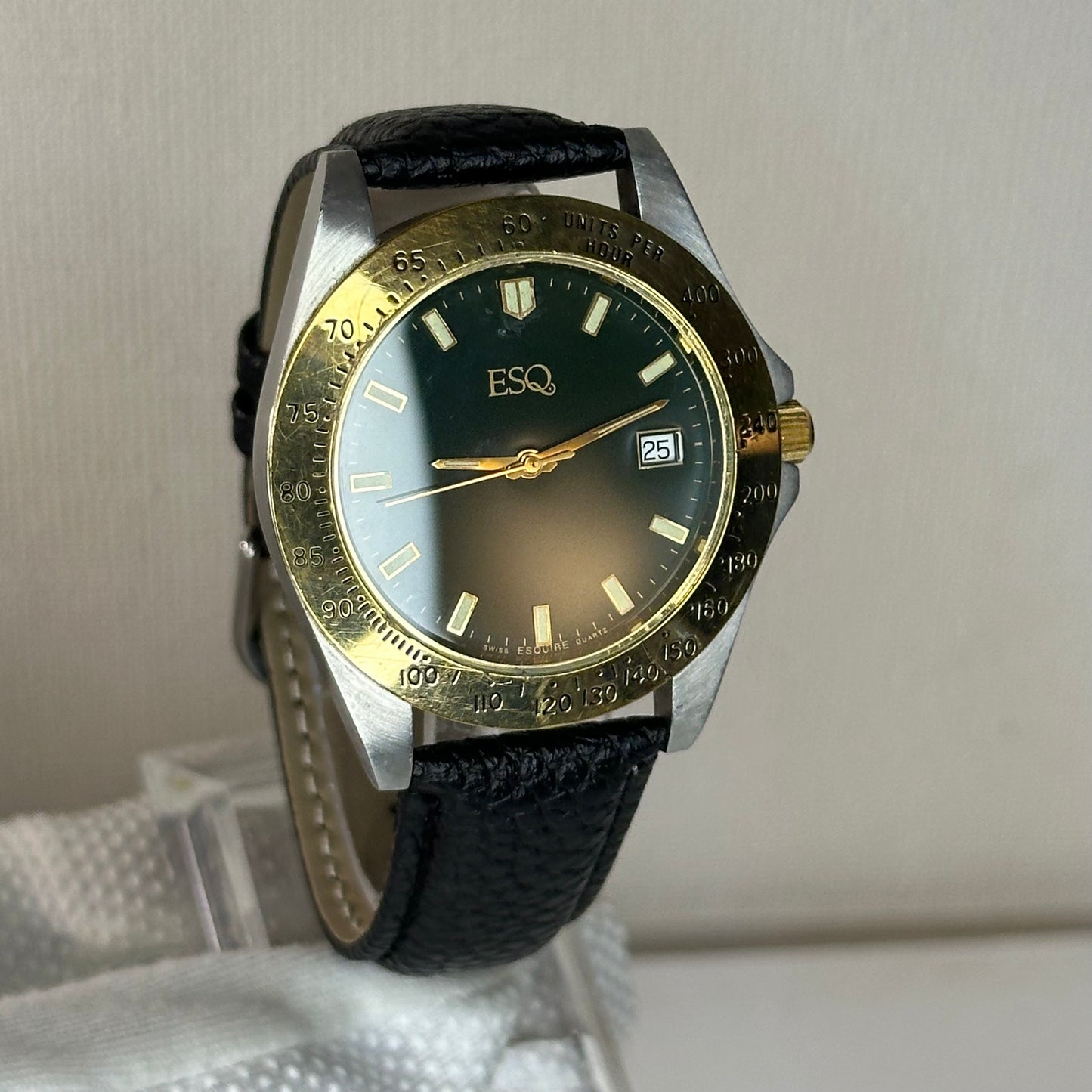 Reloj ESQ by Esquire Hombre Quartz Swiss Bicolor Verde 42 mm 1992 LEER