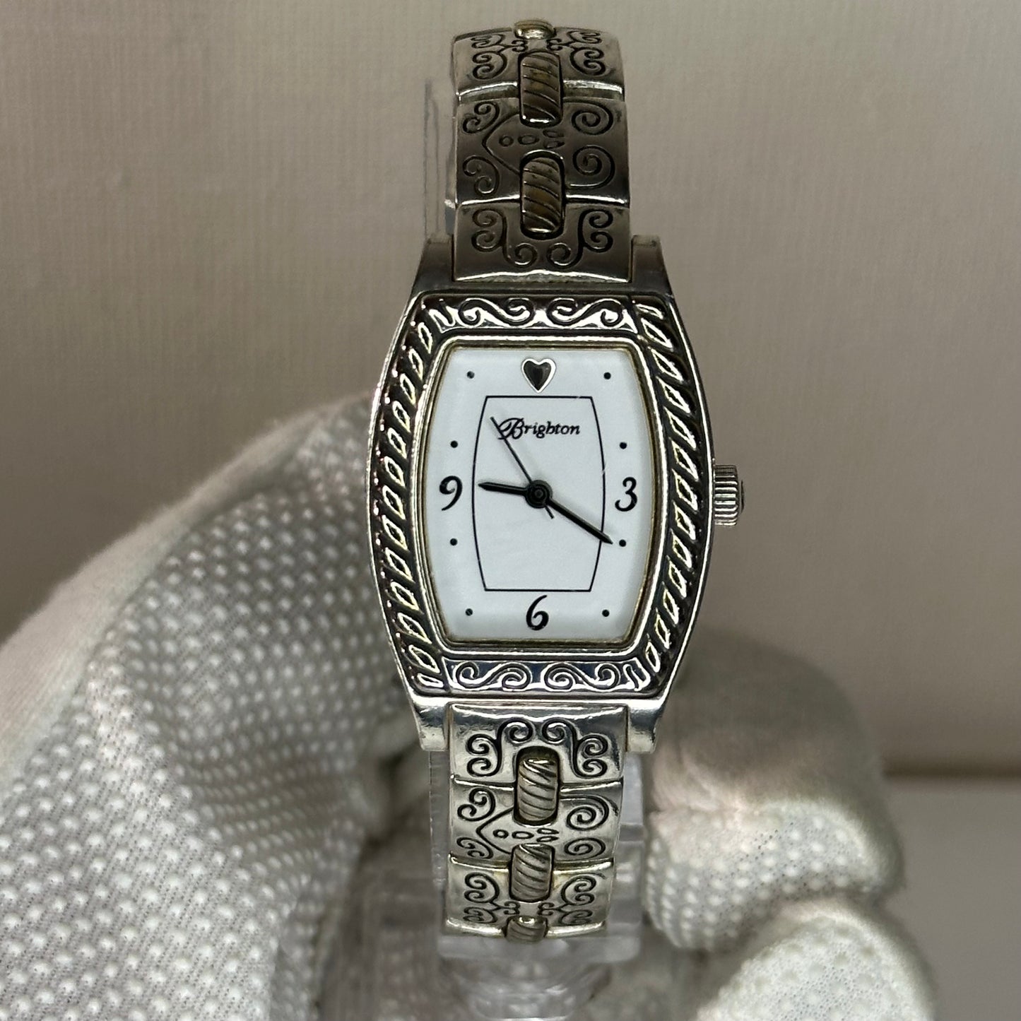 Reloj joya Brighton Toledo Mujer bicolor Art Déco Año 2002 Tonneau Grabado