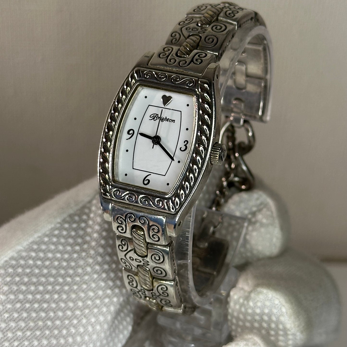 Reloj joya Brighton Toledo Mujer bicolor Art Déco Año 2002 Tonneau Grabado