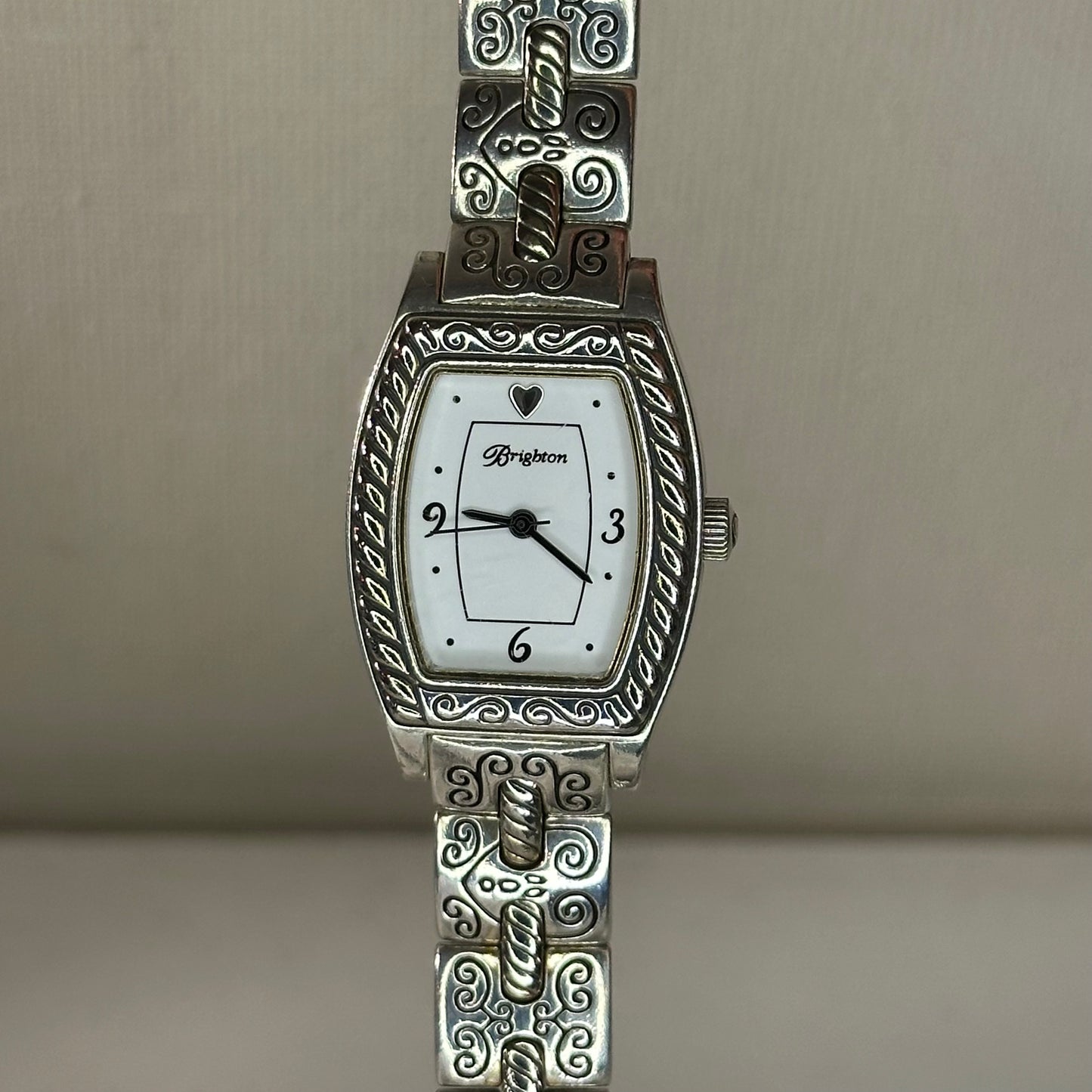 Reloj joya Brighton Toledo Mujer bicolor Art Déco Año 2002 Tonneau Grabado
