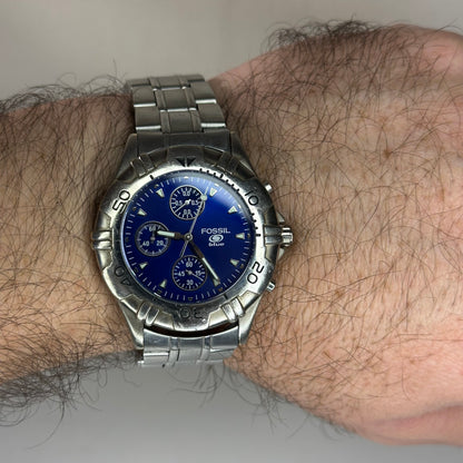Reloj Fossil CH-2211 Cronógrafo 1995 | 40 mm | Brazalete Original ELECTRIC BLUE