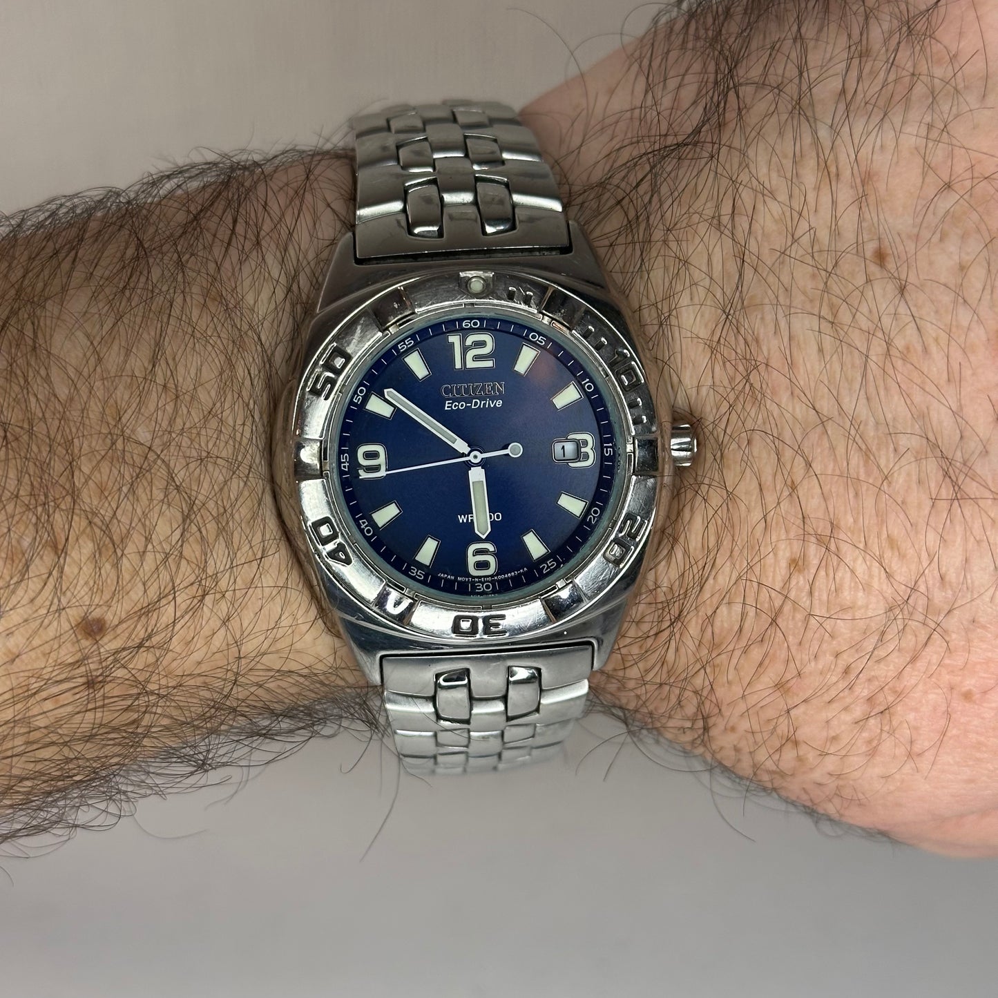 Reloj Citizen Eco-Drive Año 2003  WR200 Azul Sunburst | E110 | Acumulador Nuevo | 42 mm