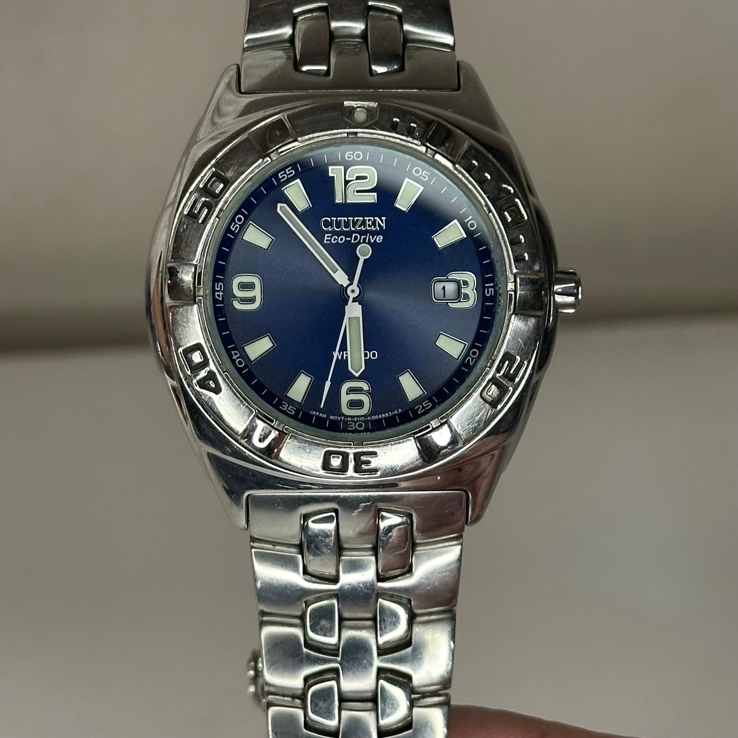 Reloj Citizen Eco-Drive Año 2003  WR200 Azul Sunburst | E110 | Acumulador Nuevo | 42 mm