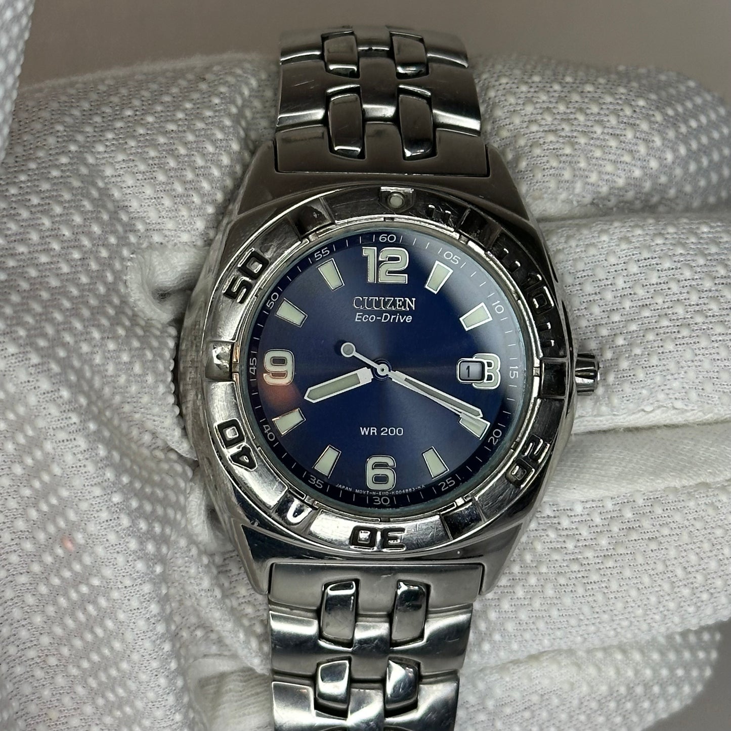 Reloj Citizen Eco-Drive Año 2003  WR200 Azul Sunburst | E110 | Acumulador Nuevo | 42 mm