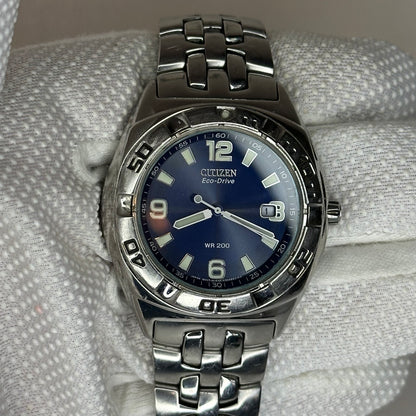 Reloj Citizen Eco-Drive Año 2003  WR200 Azul Sunburst | E110 | Acumulador Nuevo | 42 mm