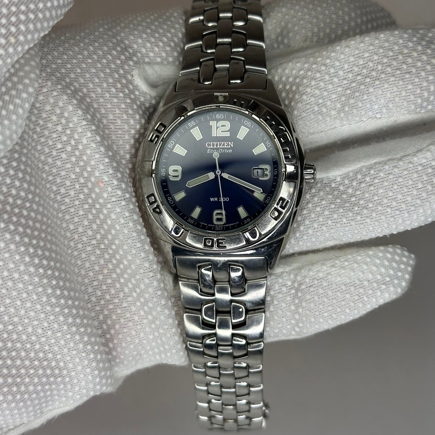 Reloj Citizen Eco-Drive Año 2003  WR200 Azul Sunburst | E110 | Acumulador Nuevo | 42 mm