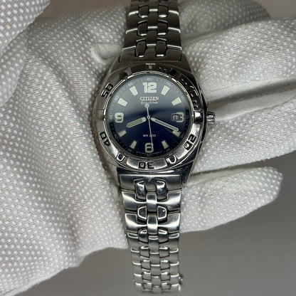 Reloj Citizen Eco-Drive Año 2003  WR200 Azul Sunburst | E110 | Acumulador Nuevo | 42 mm