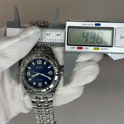 Reloj Citizen Eco-Drive Año 2003  WR200 Azul Sunburst | E110 | Acumulador Nuevo | 42 mm