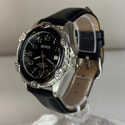 Reloj Benrus BNW707 Quartz 40 mm | Dial Negro Texturizado | Neo Vintage 1998