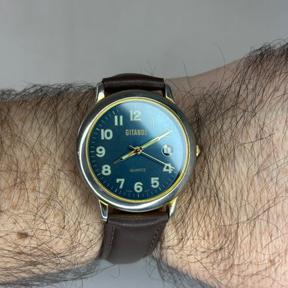 Reloj Gitano Quartz 9738 | Dial Azul Petróleo Sunburst Bicolor | Japan Movt. 1990