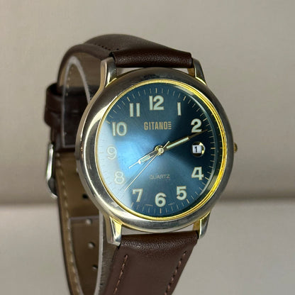 Reloj Gitano Quartz 9738 | Dial Azul Petróleo Sunburst Bicolor | Japan Movt. 1990