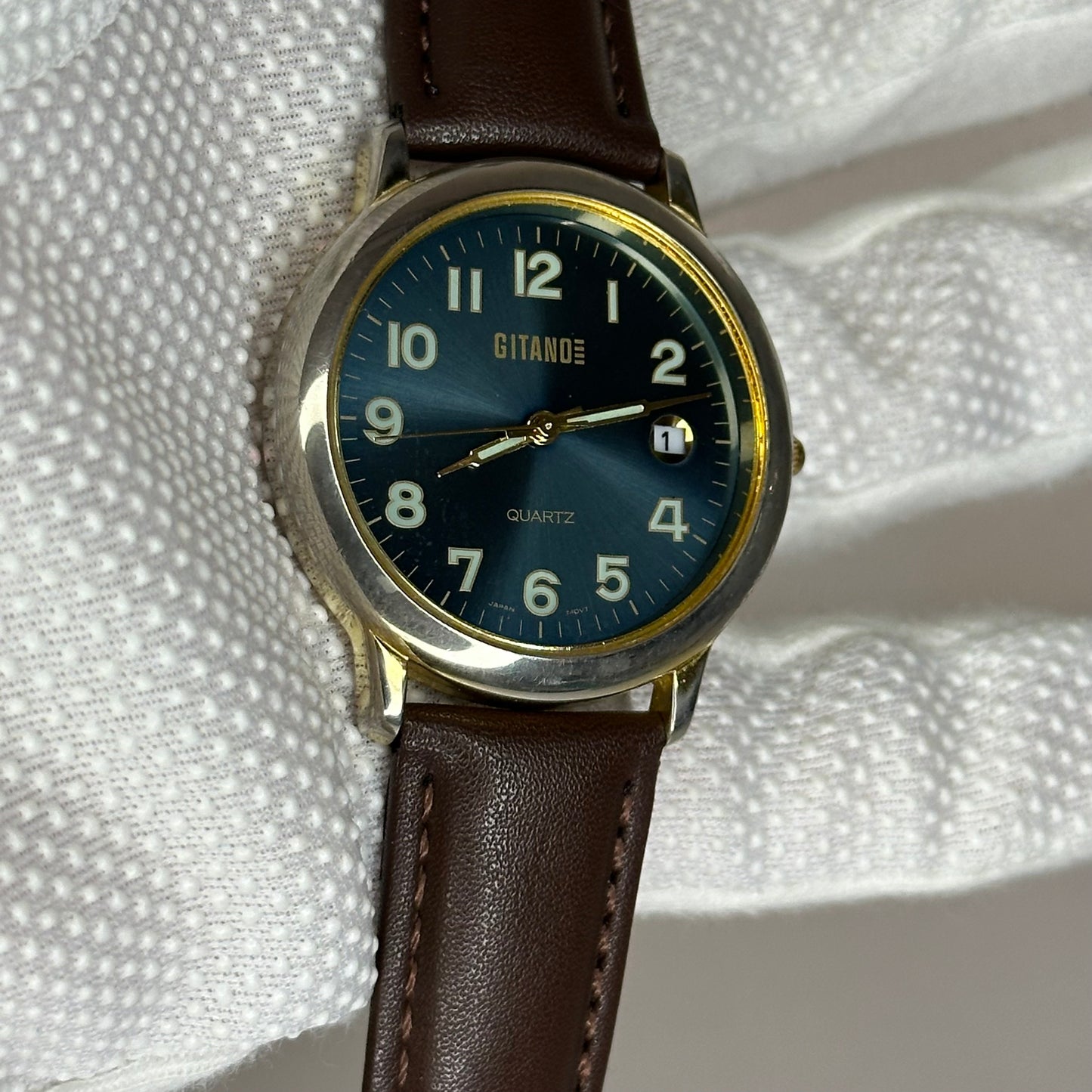 Reloj Gitano Quartz 9738 | Dial Azul Petróleo Sunburst Bicolor | Japan Movt. 1990