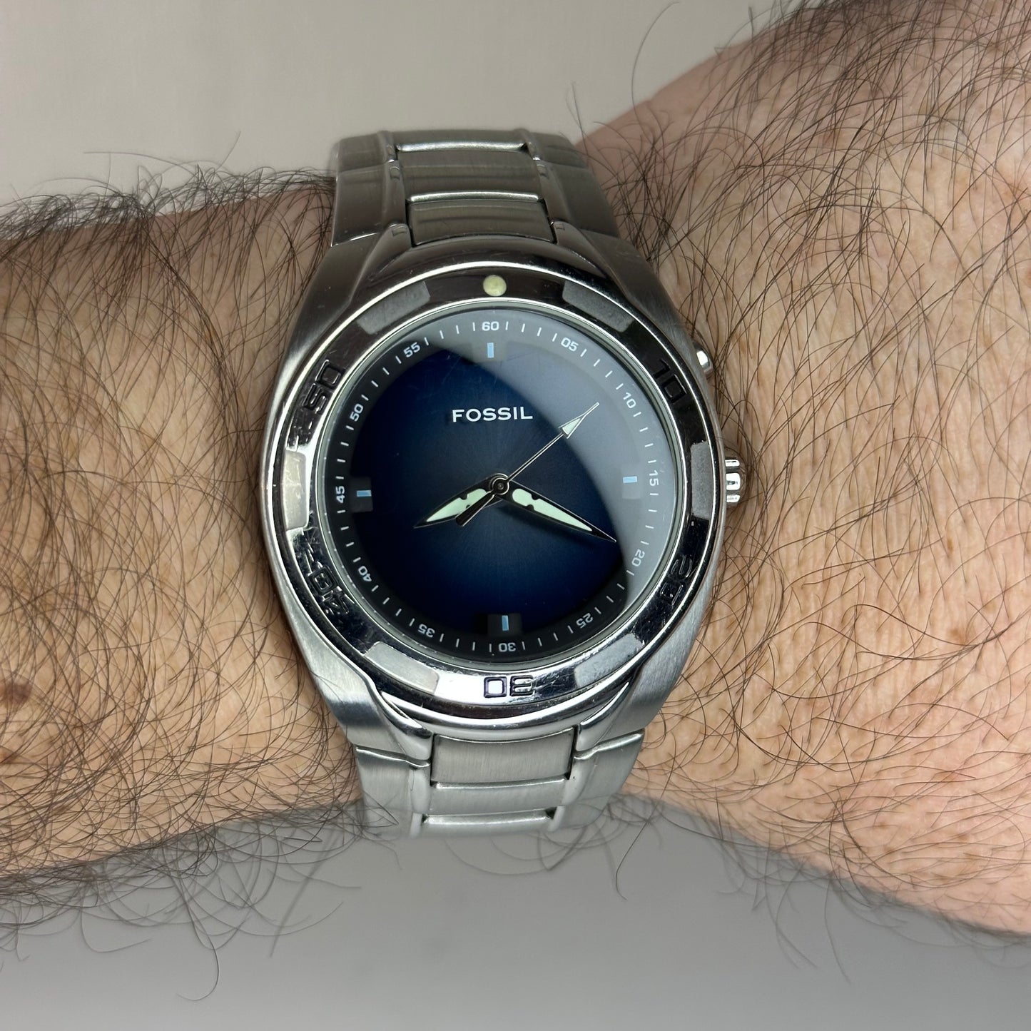 Reloj Fossil Kaleido AM-3759 Año 2004 | Dial Electrónico Bicolor Perla y Azul Degradé | 41mm RARO