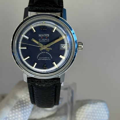Reloj Hilton Automático Hombre 17Jewels Sunburst Azul Año 1964 INCABLOC ESCASO