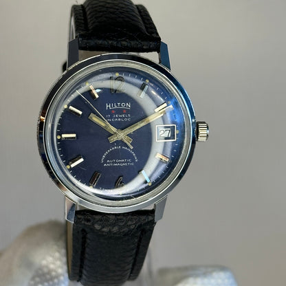 Reloj Hilton Automático Hombre 17Jewels Sunburst Azul Año 1964 INCABLOC ESCASO