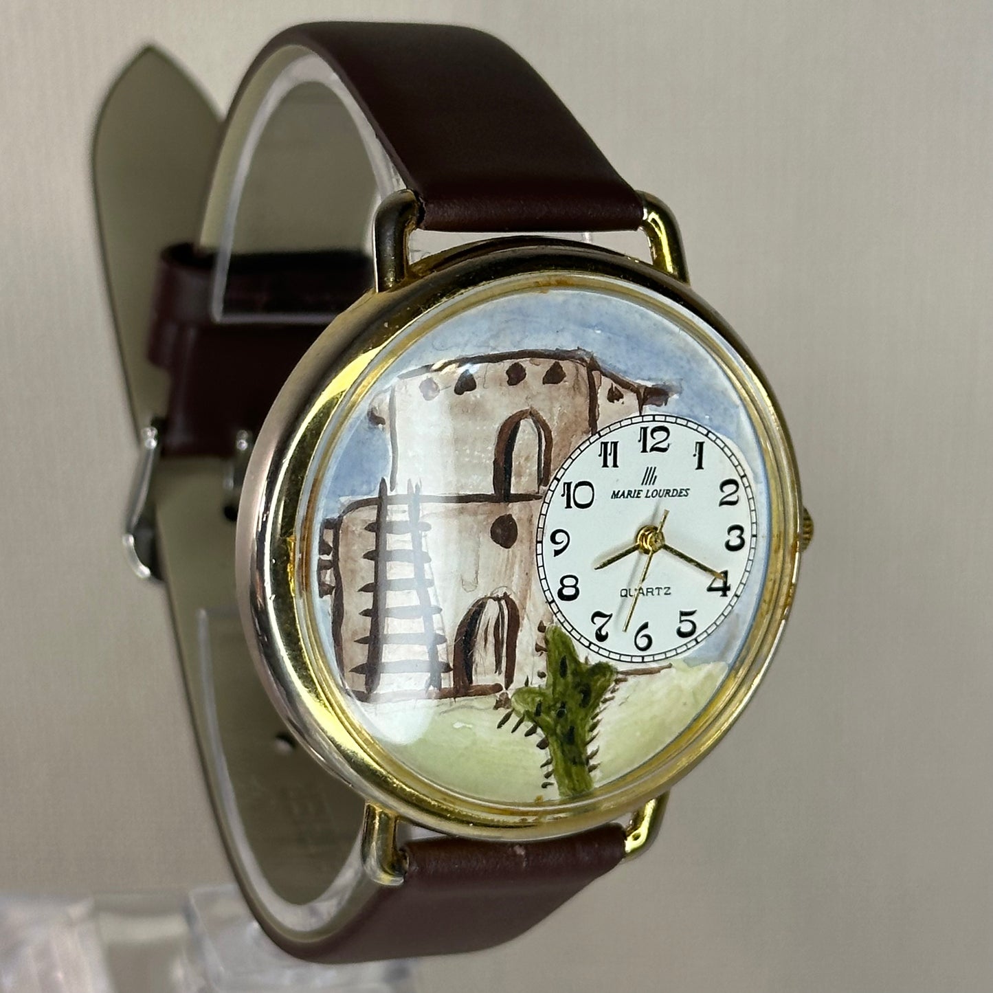 Reloj Marie Lourdes Art On U Dial artístico pintado a mano 1993 ÚNICO