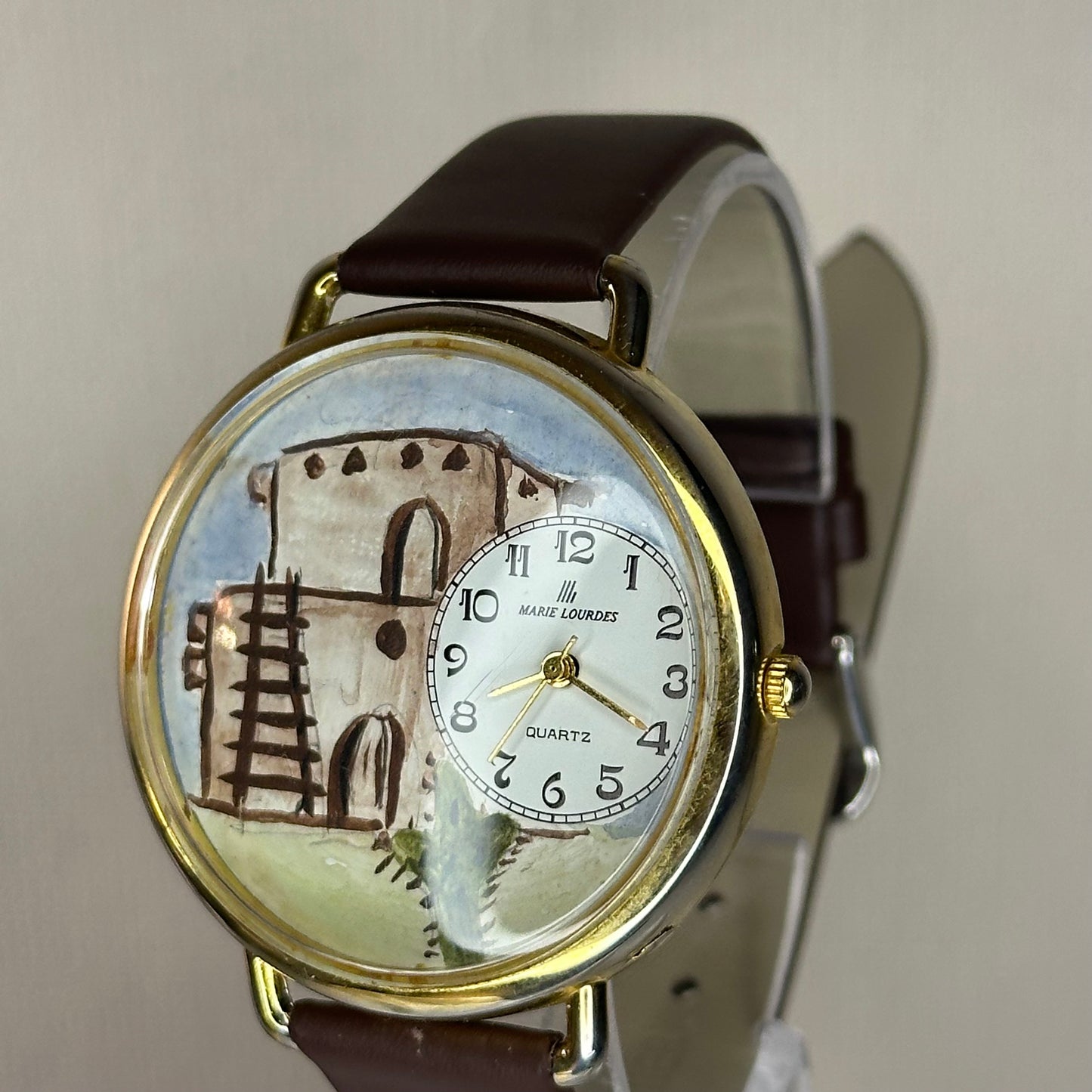 Reloj Marie Lourdes Art On U Dial artístico pintado a mano 1993 ÚNICO