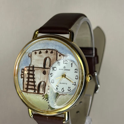 Reloj Marie Lourdes Art On U Dial artístico pintado a mano 1993 ÚNICO