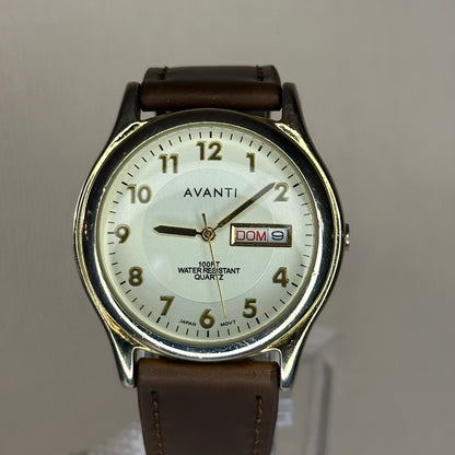 Reloj de hombre Avanti Day-Date Dial textura dividida con relieve y cristal domo ÚNICO 90´s
