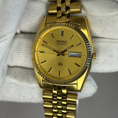 Reloj Seiko Quartz Años 90´s Hombre SQ 5Y23A  dorado calendario inglés-francés IMPECABLE