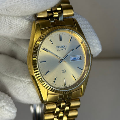 Reloj Seiko Quartz Años 90´s Hombre SQ 5Y23A  dorado calendario inglés-francés IMPECABLE