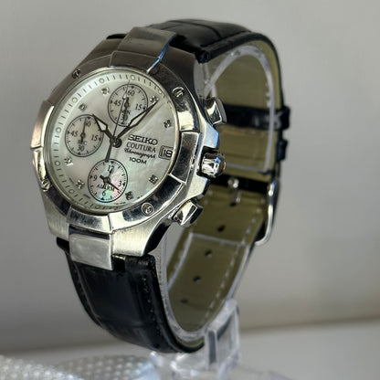 Reloj Seiko Coutura CRISTAL DE ZAFIRO MadrePerla y diamantes Noviembre de 2004 ESCASO