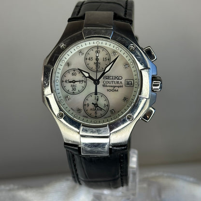 Reloj Seiko Coutura CRISTAL DE ZAFIRO MadrePerla y diamantes Noviembre de 2004 ESCASO