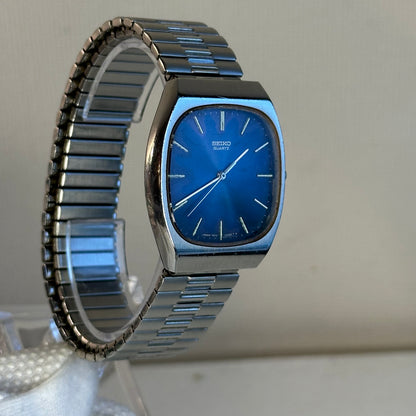 Reloj Seiko TV Quartz Hombre Febrero de 1978 Dial Azul Sunburst ÚNICO ÍCONO TV CASE
