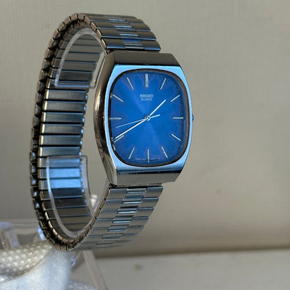 Reloj Seiko TV Quartz Hombre Febrero de 1978 Dial Azul Sunburst ÚNICO ÍCONO TV CASE