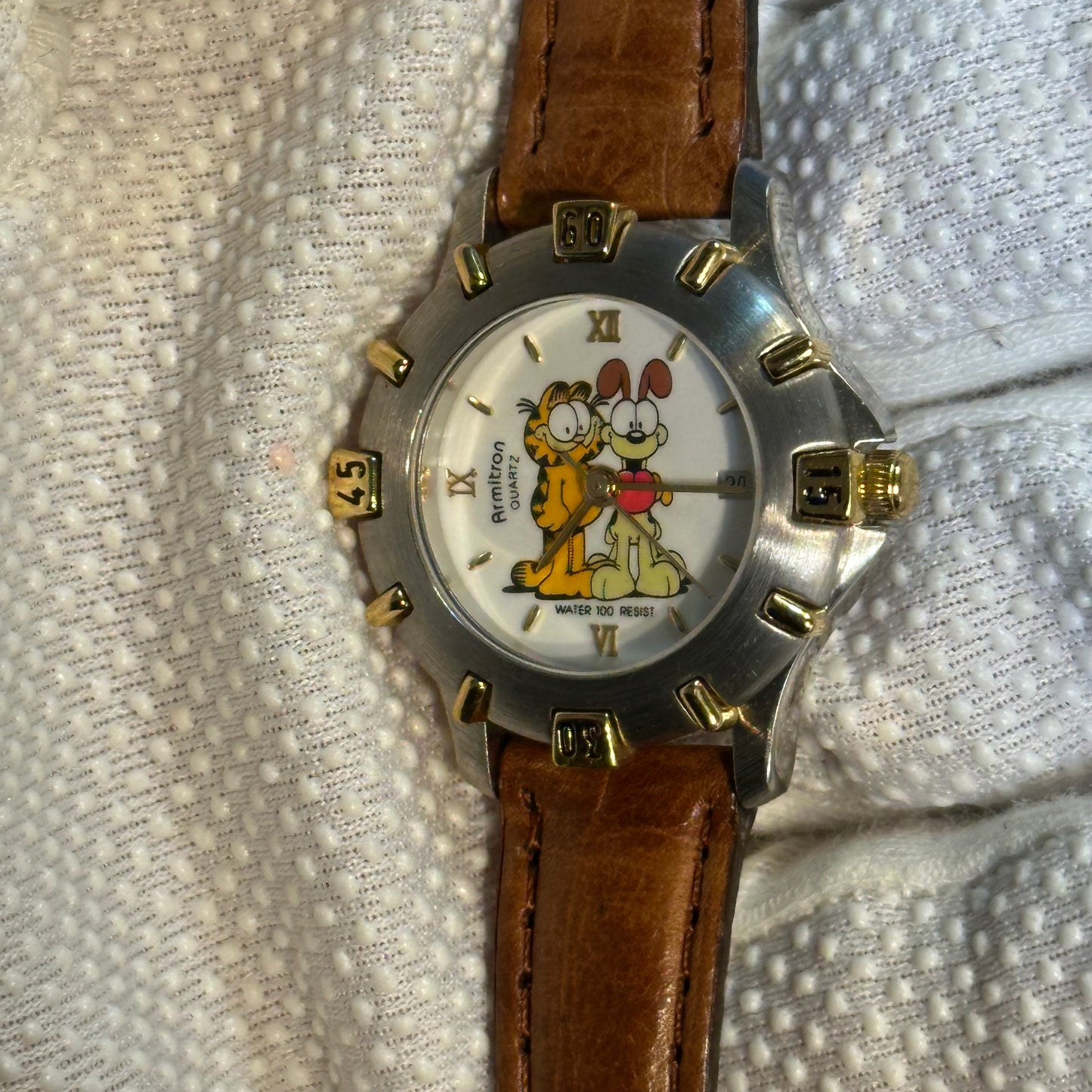 Reloj Armitron de Garfield y Odie Año 1994 Mujer Máquina Suiza Pulsera Original