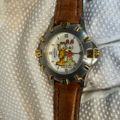 Reloj Armitron de Garfield y Odie Año 1994 Mujer Máquina Suiza Pulsera Original
