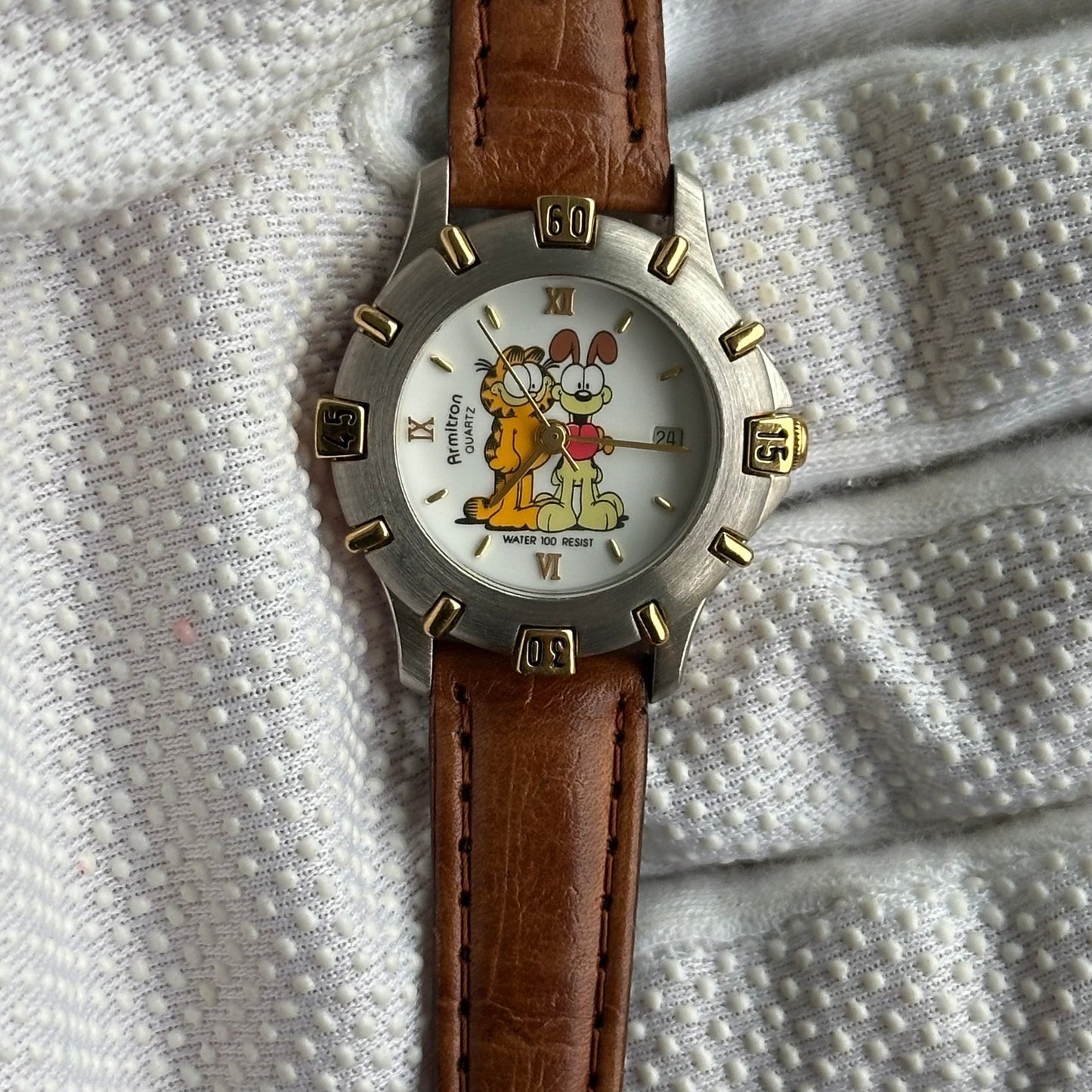 Reloj Armitron de Garfield y Odie Año 1994 Mujer Máquina Suiza Pulsera Original