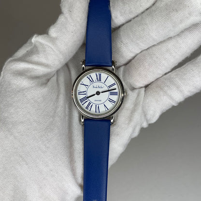 Reloj de mujer SUIZO Nicole Miller Time Flies Año 1993 Roman Blue Dial Inspiración neoclásica - fotografía 5