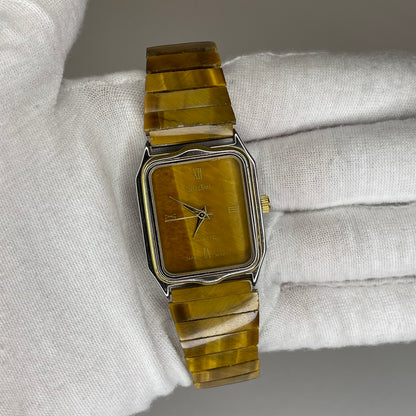 Reloj joya de mujer SelectTime 1988 Resina veteada estilo ojo de tigre Impecable - fotografía 3