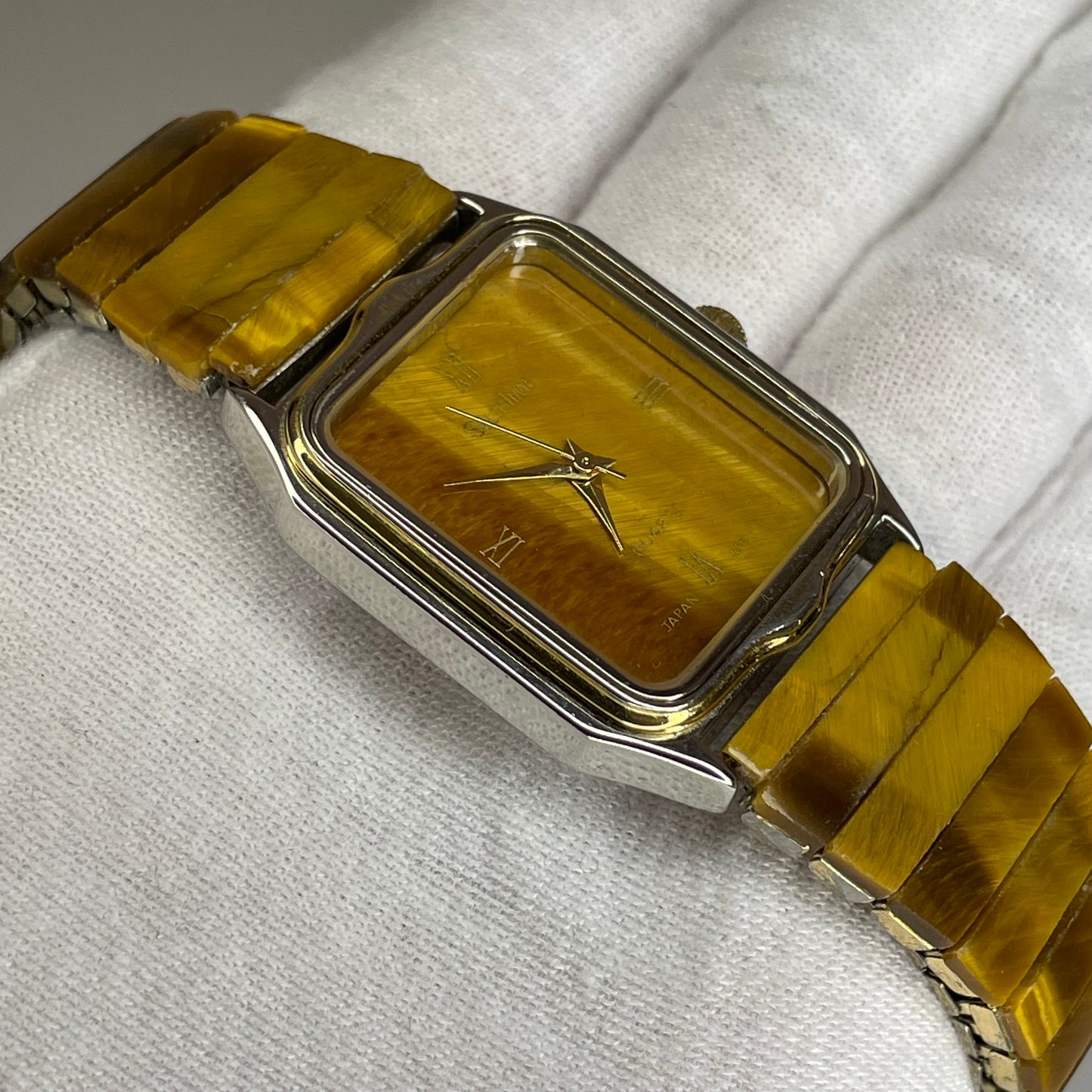 Reloj joya de mujer SelectTime 1988 Resina veteada estilo ojo de tigre Impecable - fotografía 2