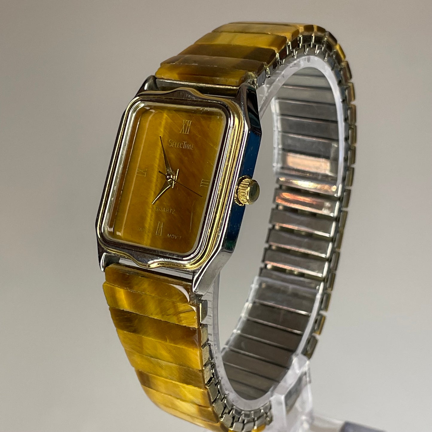 Reloj joya de mujer SelectTime 1988 Resina veteada estilo ojo de tigre Impecable - fotografía 7