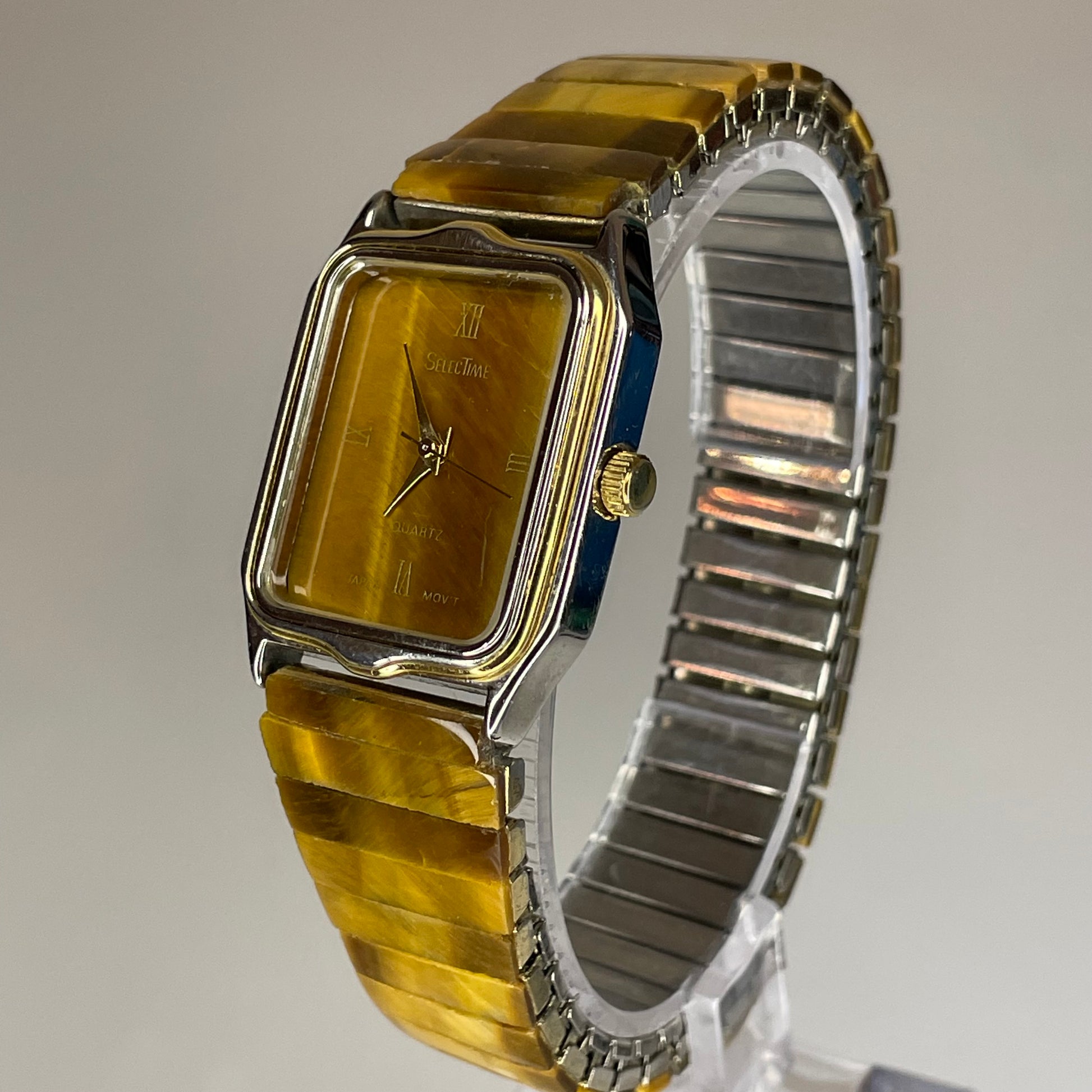 Reloj joya de mujer SelectTime 1988 Resina veteada estilo ojo de tigre Impecable - fotografía 7