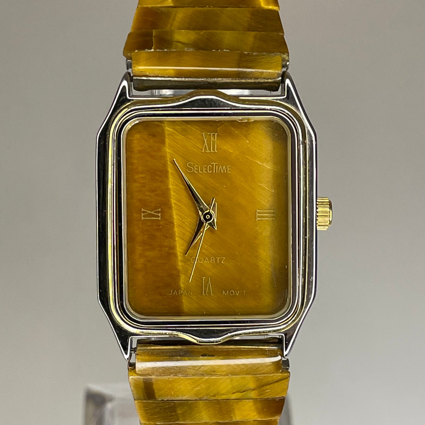 Reloj joya de mujer SelectTime 1988 Resina veteada estilo ojo de tigre Impecable - fotografía 9