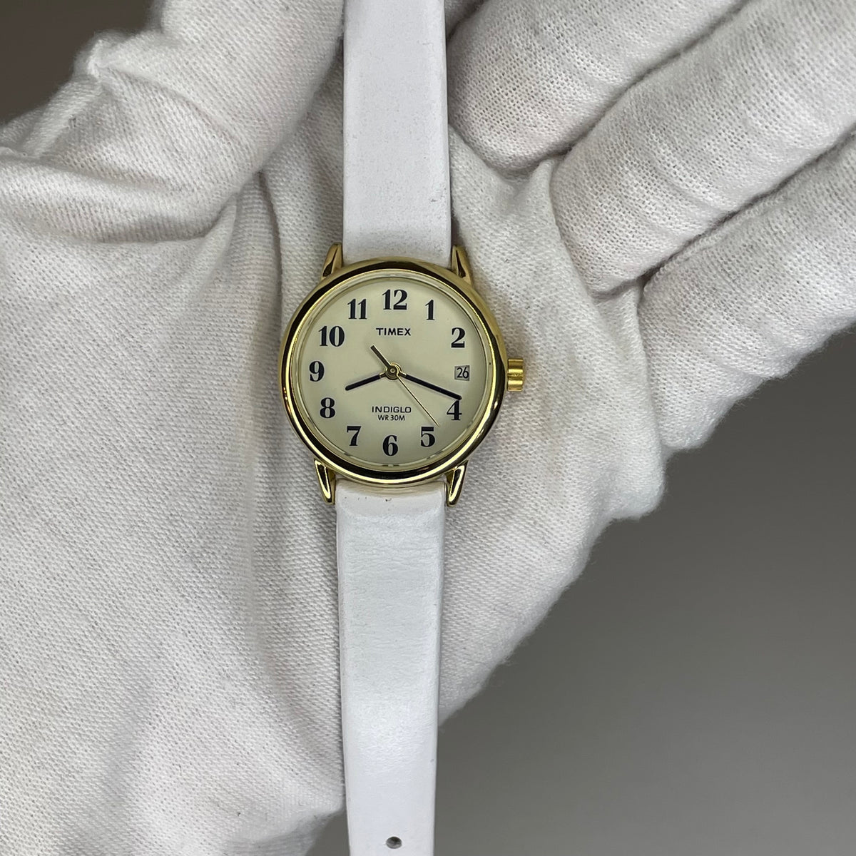 Reloj de mujer Timex Easy Reader Date INDIGLO Año 2002 Pulsera blanca nueva - fotografía 5