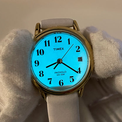 Reloj de mujer Timex Easy Reader Date INDIGLO Año 2002 Pulsera blanca nueva - fotografía 9