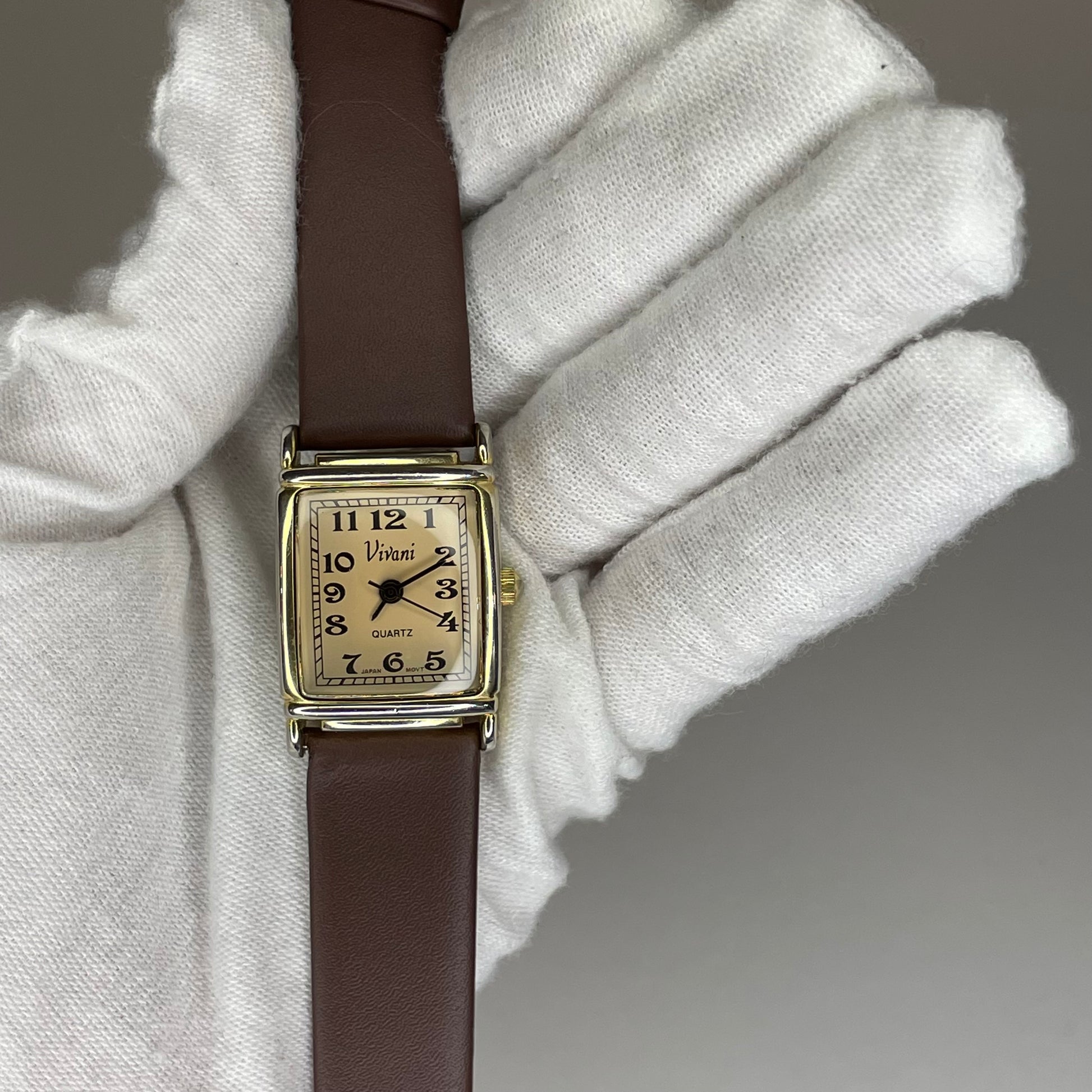 Reloj de mujer Vivani 1990 Tonalidad Ámbar Pulsera nueva Funciona perfecto Art Déco reinterpretado - fotografía 5