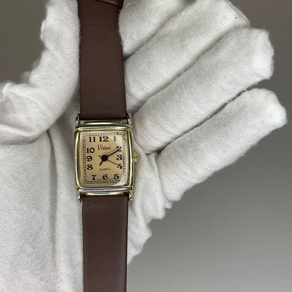 Reloj de mujer Vivani 1990 Tonalidad Ámbar Pulsera nueva Funciona perfecto Art Déco reinterpretado - fotografía 5
