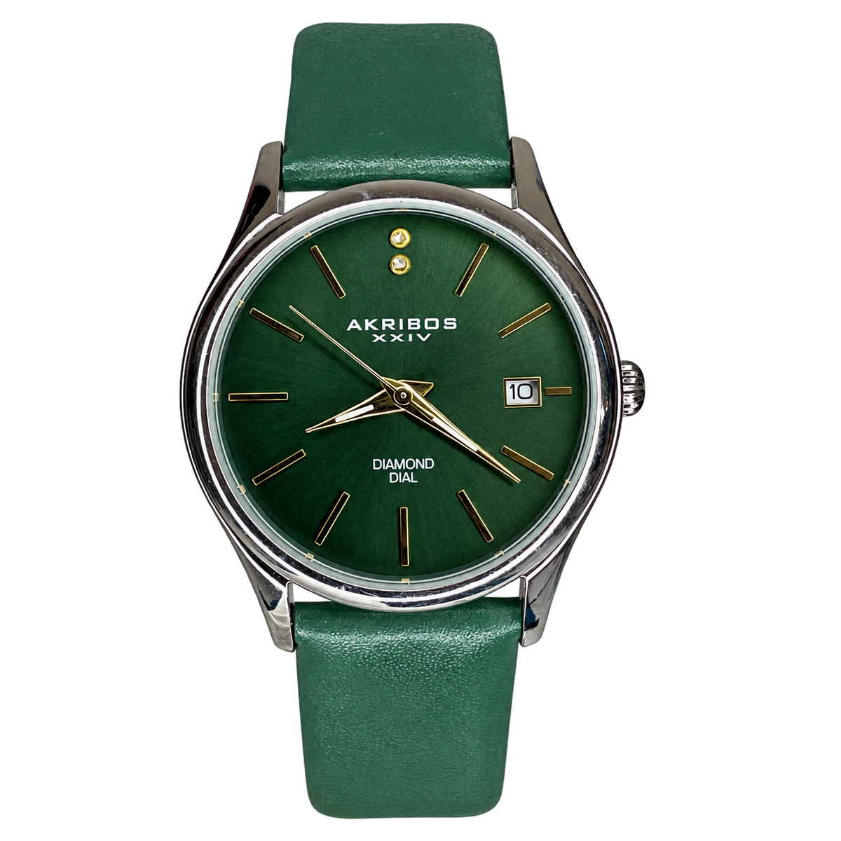Reloj Akribos XXIV Mujer AK879GN Diamond Dial verde Año 2017 Escaso Pulsera original — imagen 1