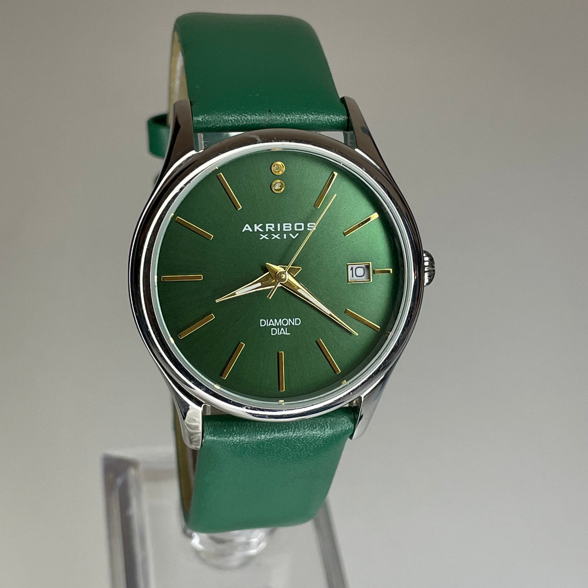 Reloj Akribos XXIV Mujer AK879GN Diamond Dial verde Año 2017 Escaso Pulsera original — imagen 2