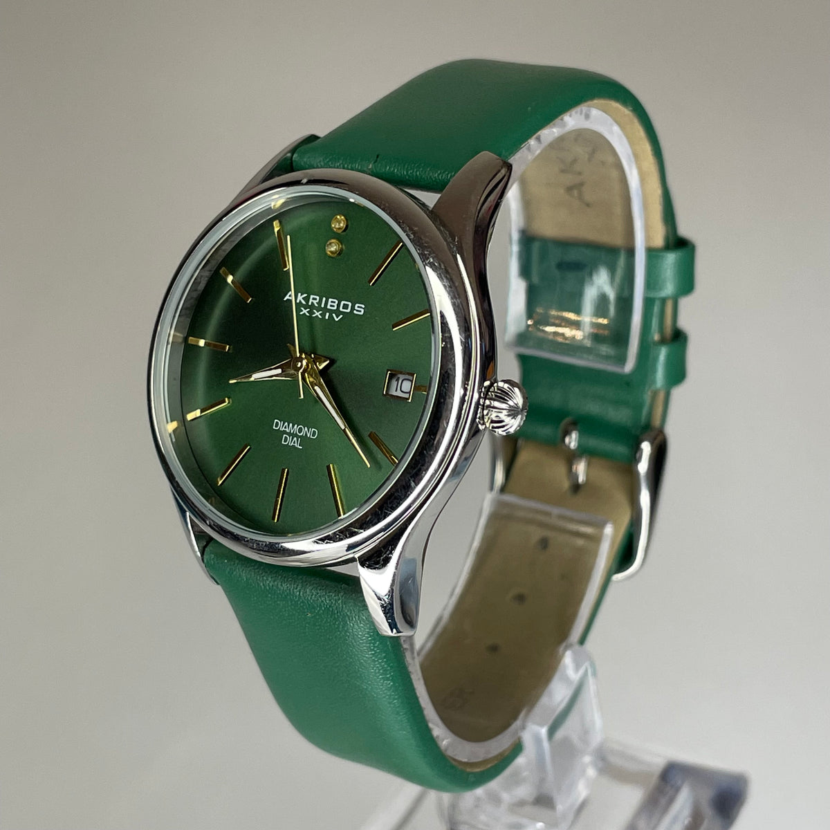 Reloj Akribos XXIV Mujer AK879GN Diamond Dial verde Año 2017 Escaso Pulsera original — imagen 3